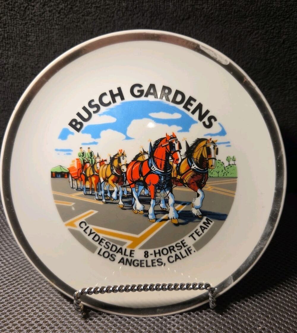 Collectors Plate Busch Gardens Clydesdale 8-Horse Team Los Angeles, California